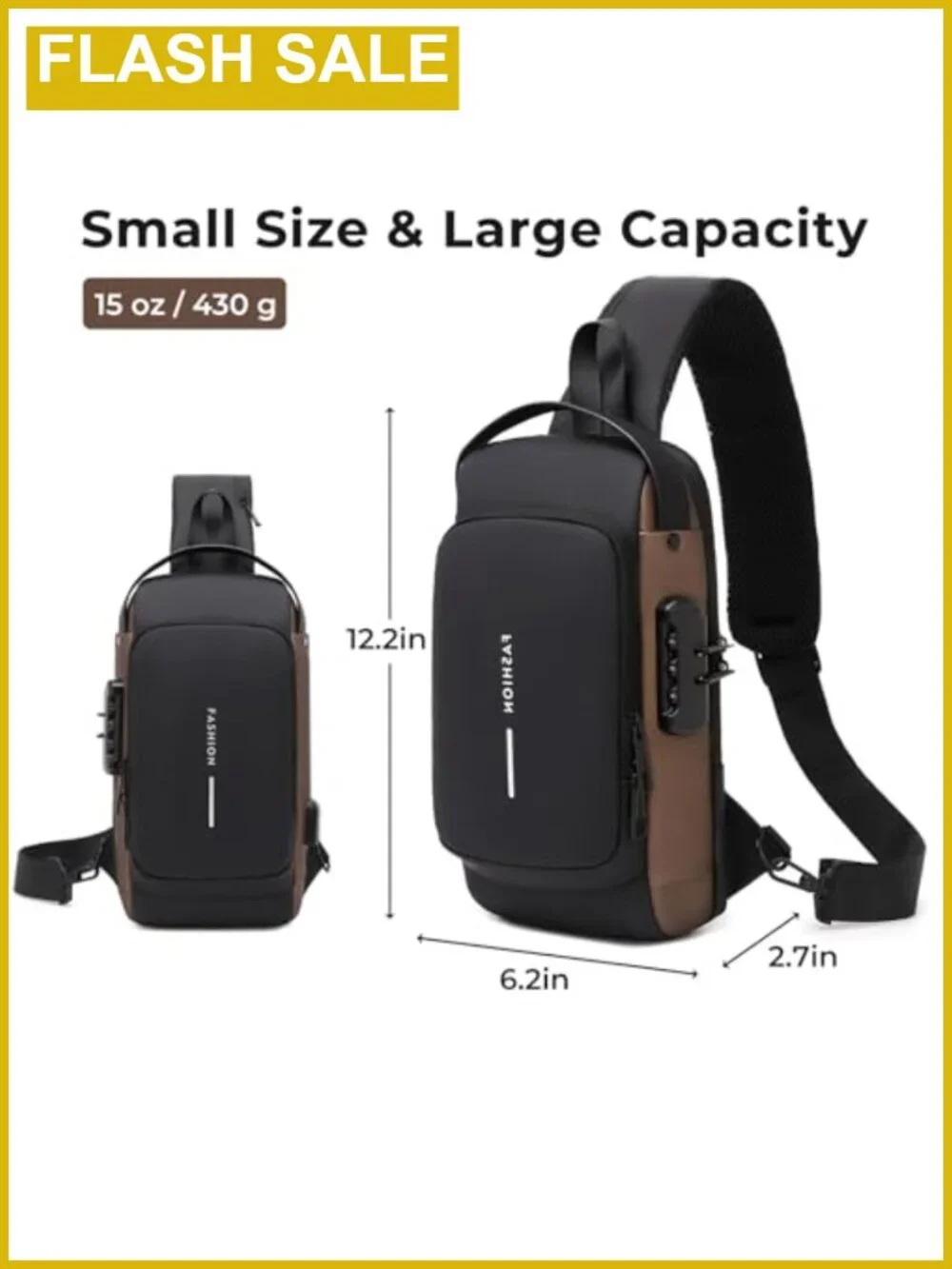 Men's Anti-theft Crossbody Sling Backpack PU Leather Shoulder Chest Bag